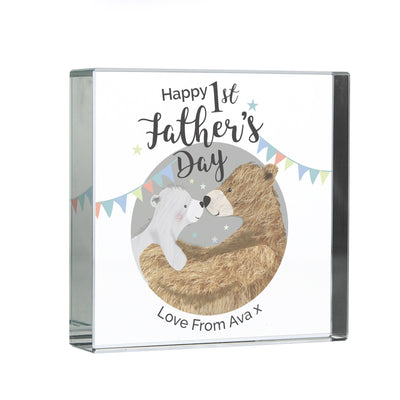 Personalised 1st Father's Day Daddy Bear Large Crystal Token Ornaments Everything Personal
