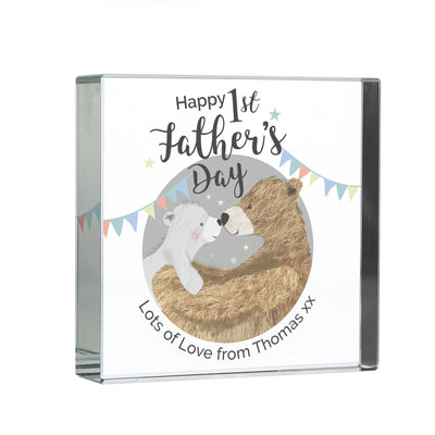 Personalised 1st Father's Day Daddy Bear Large Crystal Token Ornaments Everything Personal