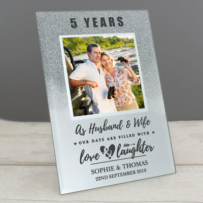 Personalised Anniversary 4x4 Glitter Glass Photo Frame Photo Frames, Albums and Guestbooks Everything Personal