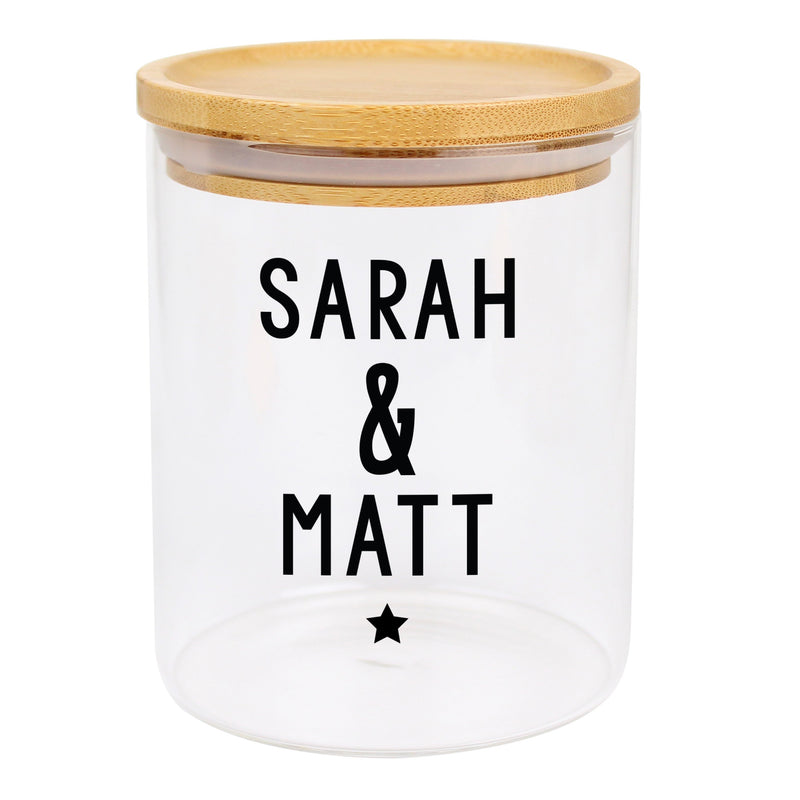Personalised Glass Jar with Bamboo Lid Storage Everything Personal