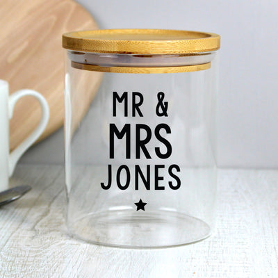 Personalised Glass Jar with Bamboo Lid Storage Everything Personal