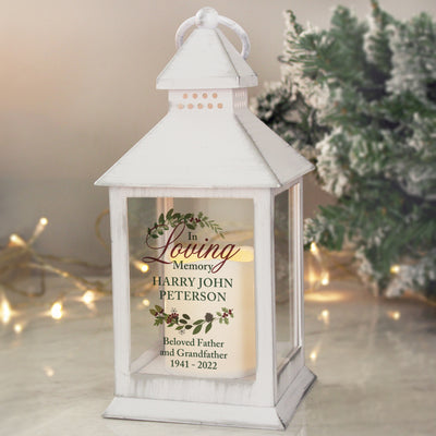Personalised In Loving Memory White Lantern LED Lights, Candles & Decorations Everything Personal