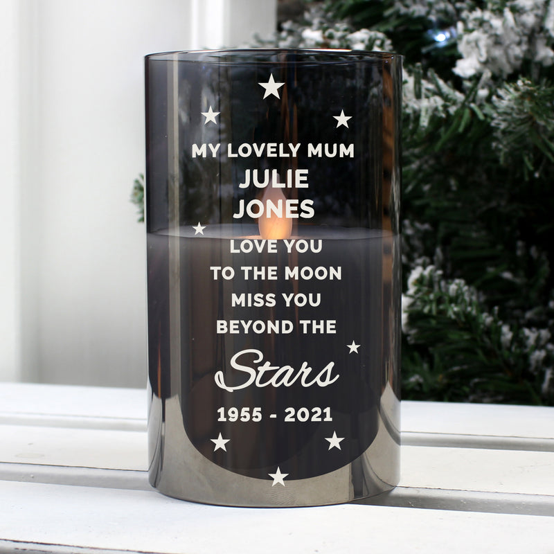 Personalised Miss You Beyond The Stars Smoked Glass LED Candle LED Lights, Candles & Decorations Everything Personal