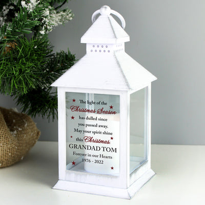 Personalised Christmas Season Memorial White Lantern LED Lights, Candles & Decorations Everything Personal