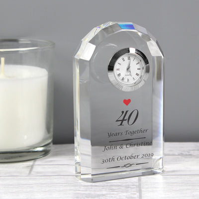 Personalised Ruby Anniversary Crystal Clock Clocks & Watches Everything Personal