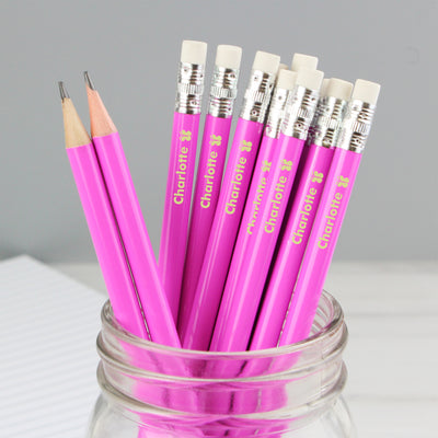 Personalised Butterfly Motif Pink Pencils Stationery & Pens Everything Personal