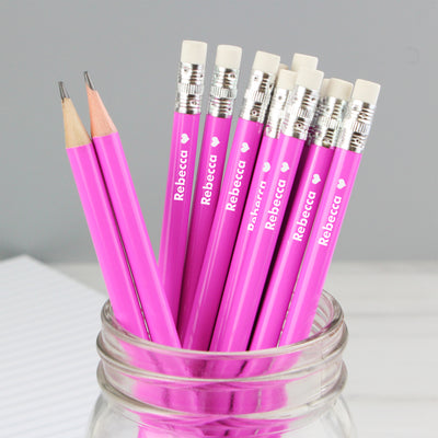 Personalised Heart Motif Pink Pencils Stationery & Pens Everything Personal