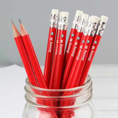 Personalised Football Motif Red Pencils Stationery & Pens Everything Personal