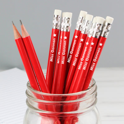 Personalised Star Motif Red Pencils Stationery & Pens Everything Personal