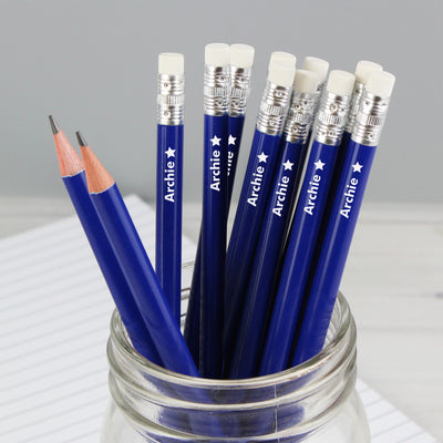 Personalised Star Motif Blue Pencils Stationery & Pens Everything Personal