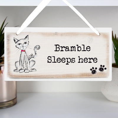 Personalised Cat Wooden Sign Hanging Decorations & Signs Everything Personal