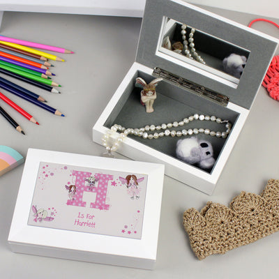 Personalised Fairy Letter White Jewellery Box Trinket, Jewellery & Keepsake Boxes Everything Personal