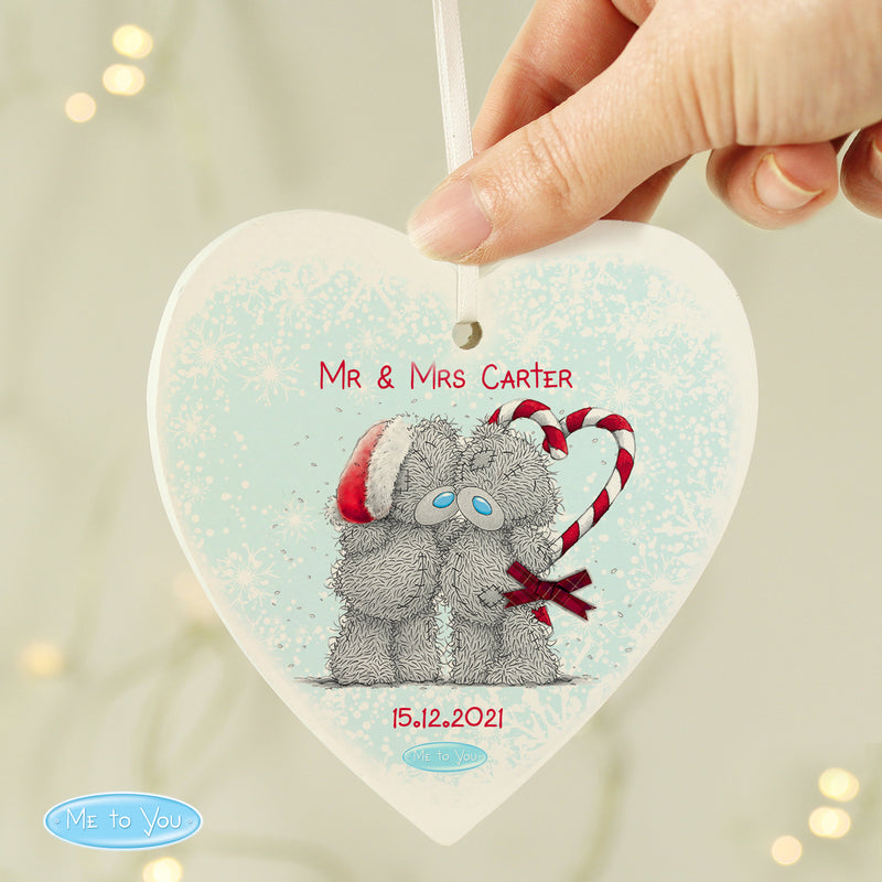 Personalised Me To You Couple Christmas Wooden Heart Decoration Hanging Decorations & Signs Everything Personal
