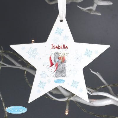 Personalised Me To You Christmas Wooden Star Decoration Hanging Decorations & Signs Everything Personal