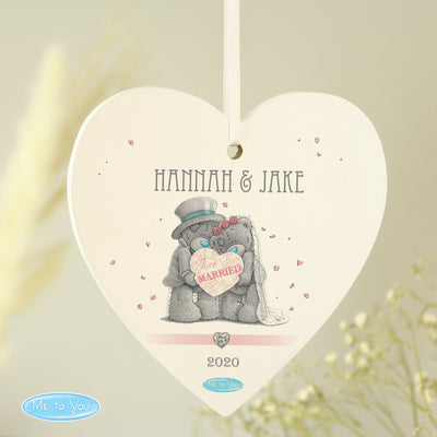 Personalised Me To You Wedding Couple Wooden Heart Decoration Hanging Decorations & Signs Everything Personal