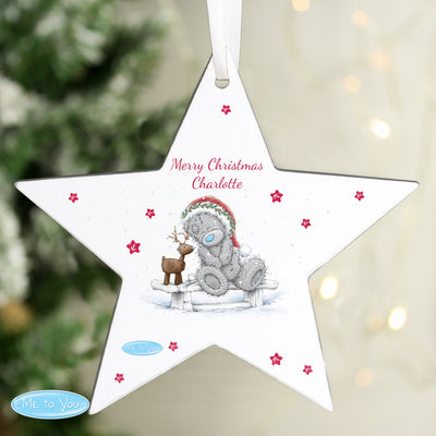 Personalised Me To You Reindeer Wooden Star Decoration Hanging Decorations & Signs Everything Personal