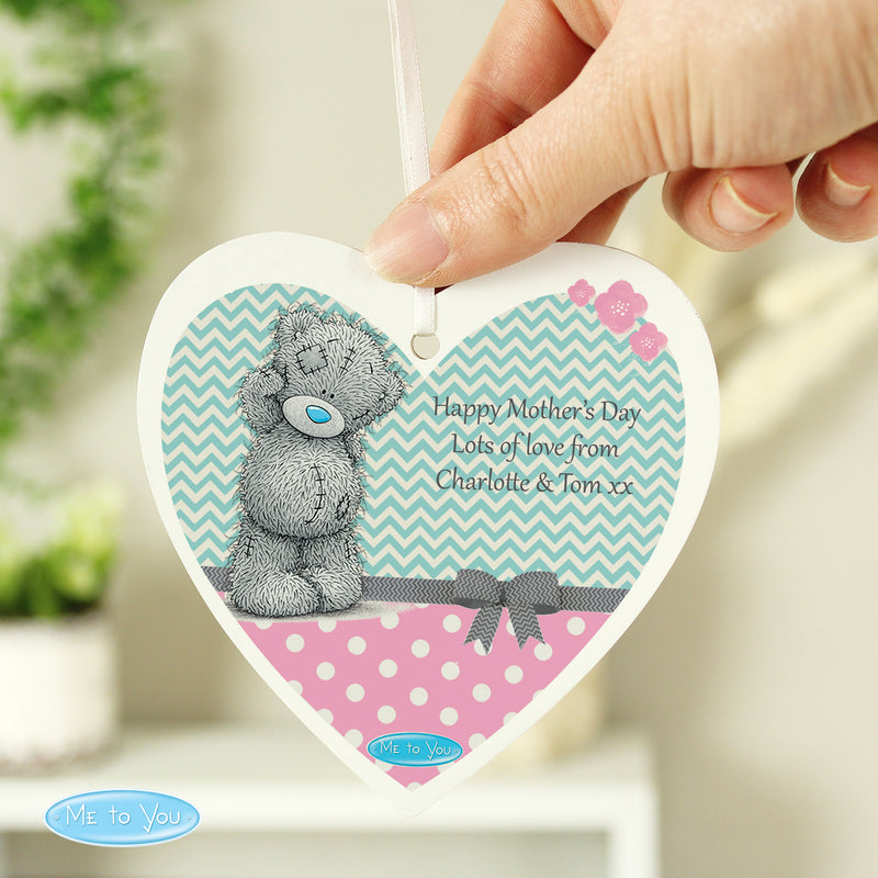 Personalised Me To You Pastel Polka Dot for Her Wooden Heart Decoration Hanging Decorations & Signs Everything Personal
