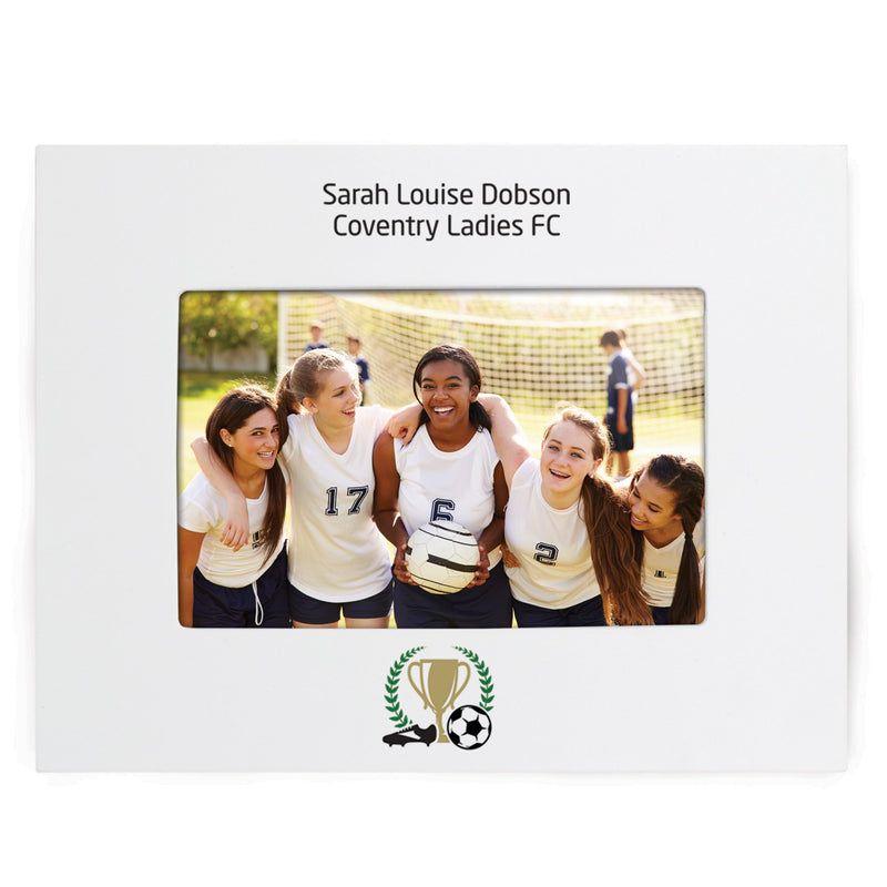 Personalised Football 6x4 Landscape White Wooden Photo Frame Photo Frames, Albums and Guestbooks Everything Personal