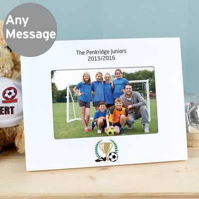 Personalised Football 6x4 Landscape White Wooden Photo Frame Photo Frames, Albums and Guestbooks Everything Personal