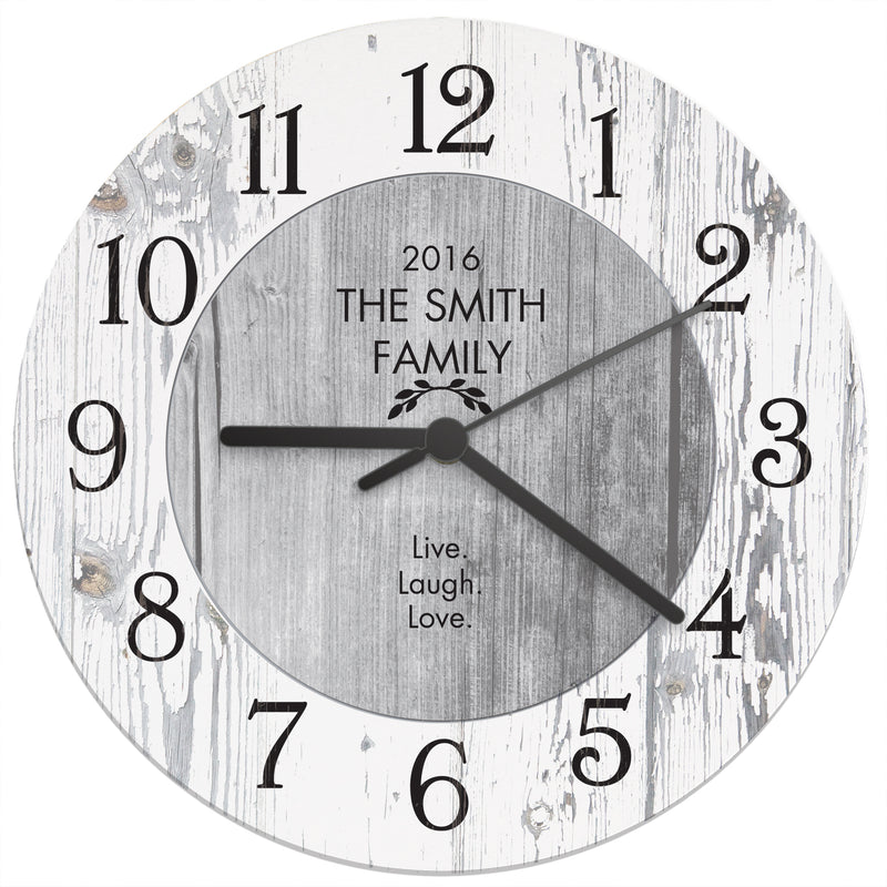 Personalised Shabby Chic Large Wooden Clock Clocks & Watches Everything Personal