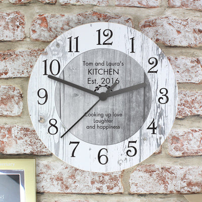 Personalised Shabby Chic Large Wooden Clock Clocks & Watches Everything Personal