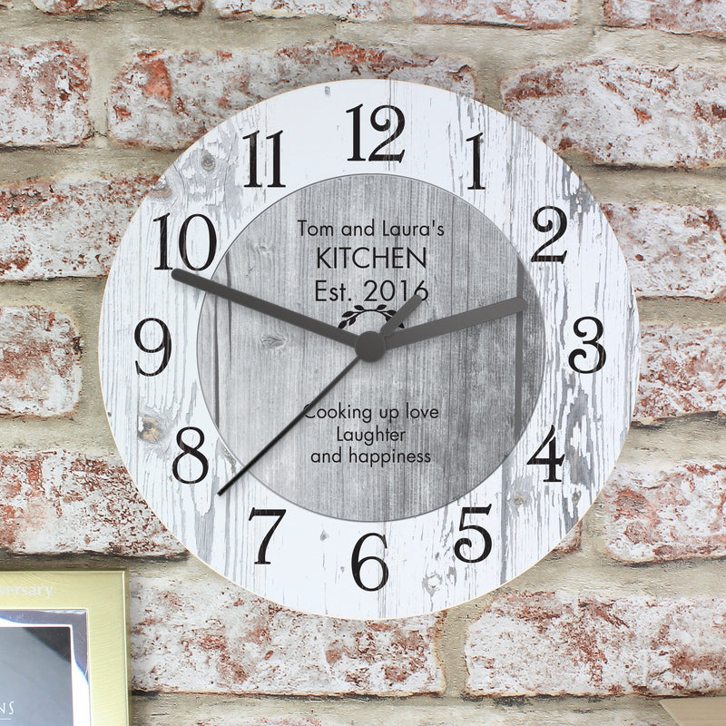 Personalised Shabby Chic Large Wooden Clock Clocks & Watches Everything Personal