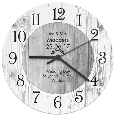 Personalised Shabby Chic Large Wooden Clock Clocks & Watches Everything Personal