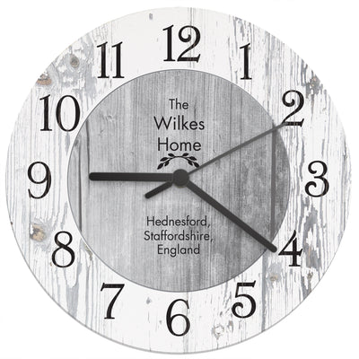 Personalised Shabby Chic Large Wooden Clock Clocks & Watches Everything Personal