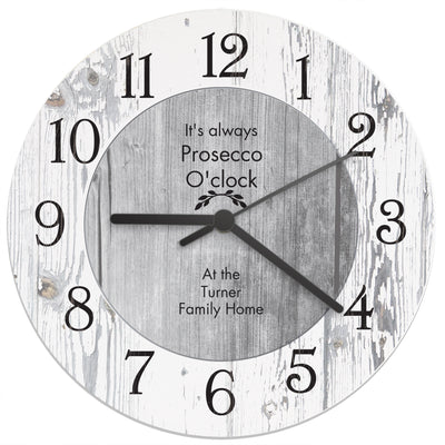 Personalised Shabby Chic Large Wooden Clock Clocks & Watches Everything Personal