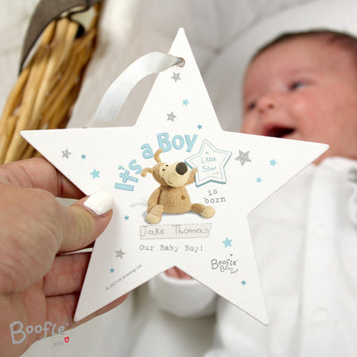 Personalised Boofle Its a Boy Wooden Star Decoration Hanging Decorations & Signs Everything Personal