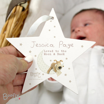 Personalised Boofle Baby Wooden Star Decoration Hanging Decorations & Signs Everything Personal