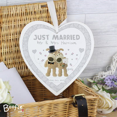 Personalised Boofle Wedding Large Wooden Heart Decoration Hanging Decorations & Signs Everything Personal