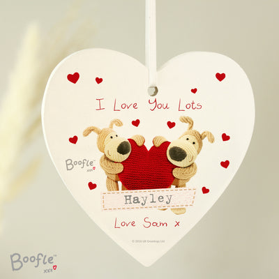 Personalised Boofle Shared Heart Wooden Heart Decoration Hanging Decorations & Signs Everything Personal
