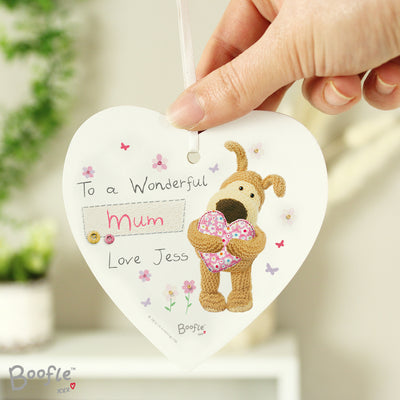 Personalised Boofle Flowers Wooden Heart Decoration Hanging Decorations & Signs Everything Personal