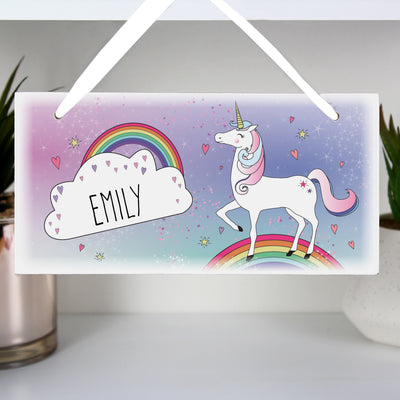 Personalised Unicorn Wooden Sign Hanging Decorations & Signs Everything Personal