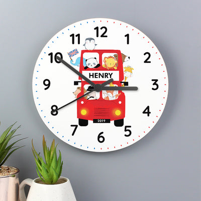 Personalised London Animal Bus Wooden Clock Clocks & Watches Everything Personal