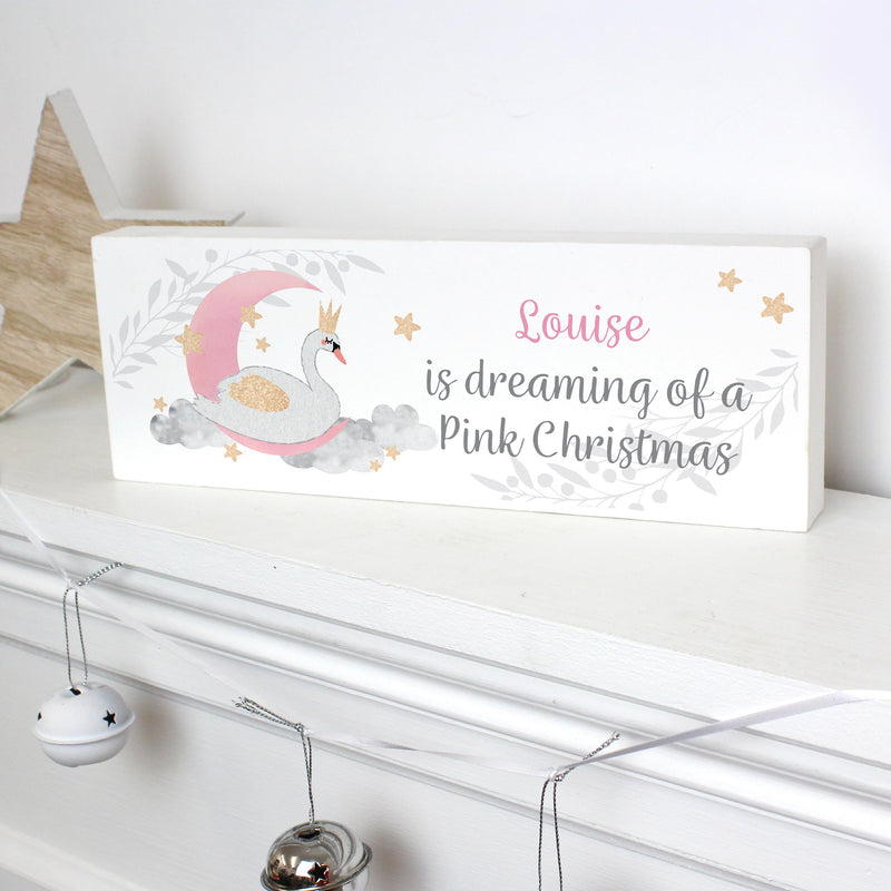 Personalised Swan Lake Wooden Block Sign Hanging Decorations & Signs Everything Personal