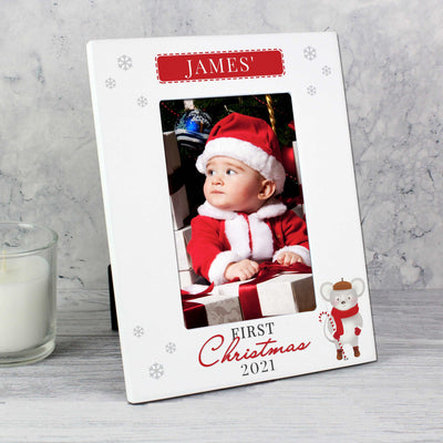 Personalised '1st Christmas' Mouse White 6x4 Photo Frame Photo Frames, Albums and Guestbooks Everything Personal