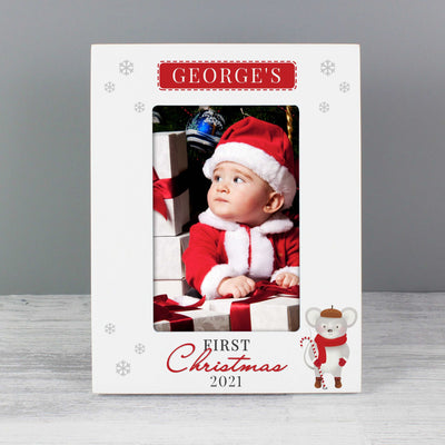 Personalised '1st Christmas' Mouse White 6x4 Photo Frame Photo Frames, Albums and Guestbooks Everything Personal