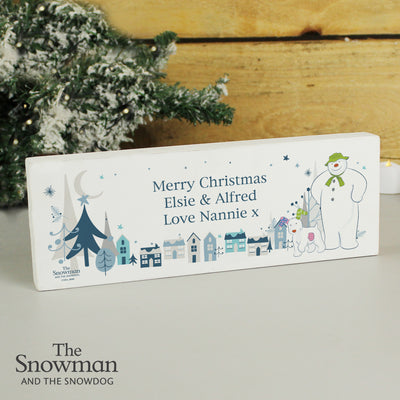 Personalised The Snowman and the Snowdog Wooden Block Sign Licensed Products Everything Personal