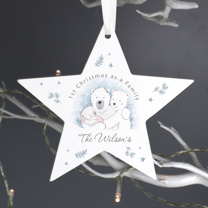 Personalised 1st Christmas as a Family Wooden Star Decoration Christmas Decorations Everything Personal
