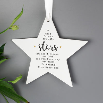 Personalised Good Friends Wooden Star Decoration Wooden Everything Personal