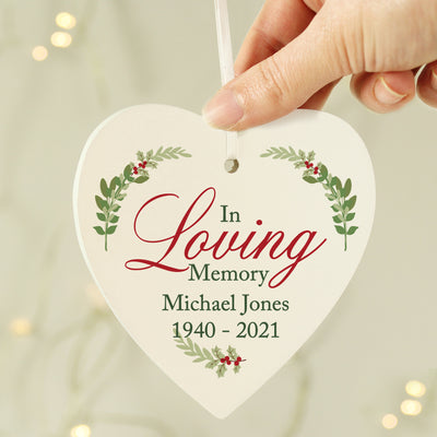 Personalised In Loving Memory Wooden Heart Decoration Christmas Decorations Everything Personal