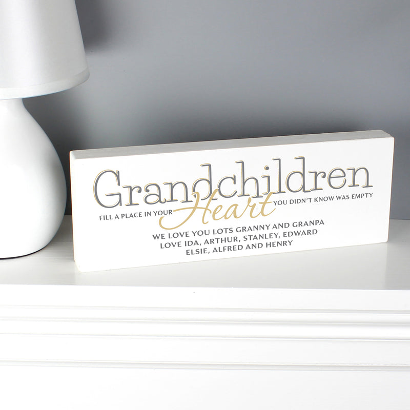 Personalised Grandchildren Wooden Block Sign Wooden Everything Personal