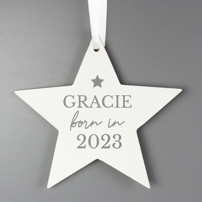 Personalised Born In Wooden Star Decoration Hanging Decorations & Signs Everything Personal