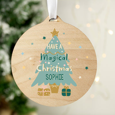 Personalised Christmas Tree Round Wooden Decoration Christmas Decorations Everything Personal
