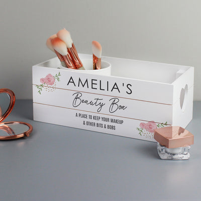 Personalised Abstract Rose White Wooden Crate Wooden Everything Personal