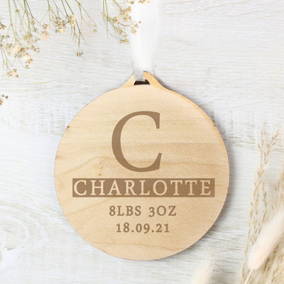 Personalised Initial Round Wooden Decoration Hanging Decorations & Signs Everything Personal