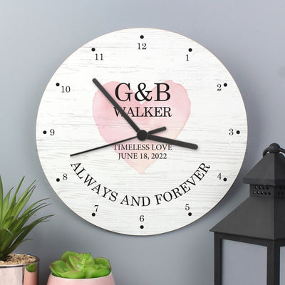 Personalised Couples Wooden Clock Clocks & Watches Everything Personal