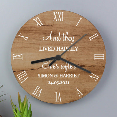 Personalised Free Text Wood Effect Clock Clocks & Watches Everything Personal